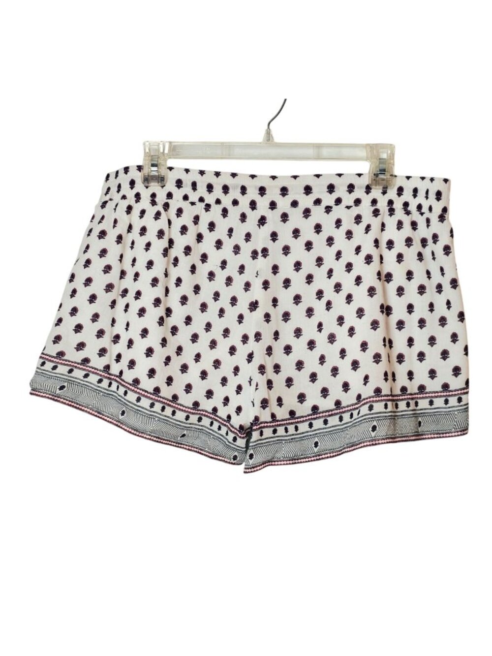 Soft Joie Womens Shorts L Boho White Burgundy Festive Lined Pockets Casual Beach - Picture 3 of 8